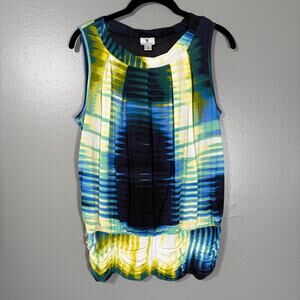 Worthington Women's Blue & Black Artsy Sleeveless Top - Size Small - Band Waist